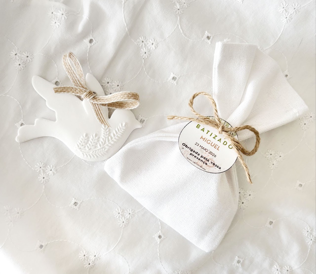 Lembrança de Batizado em saco de organza